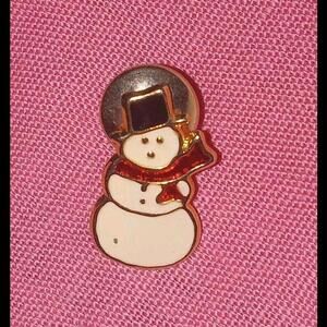 Very Cute Snowman Snow Man w/ Scarf & Top Hat Christmas Winter Pin